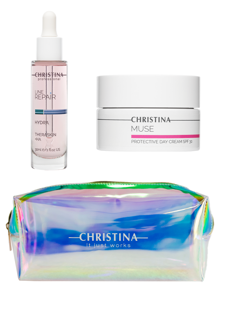 Superhydration and day protection with rose extract kit Christina Cosmetics