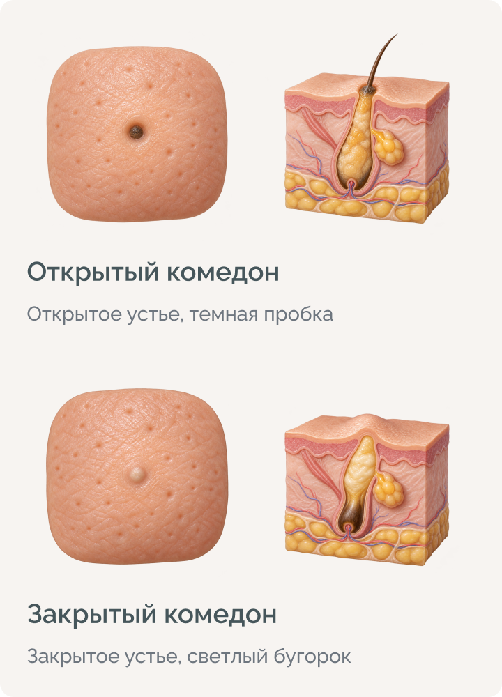 Виды комедонов