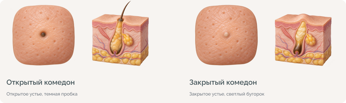 Виды комедонов